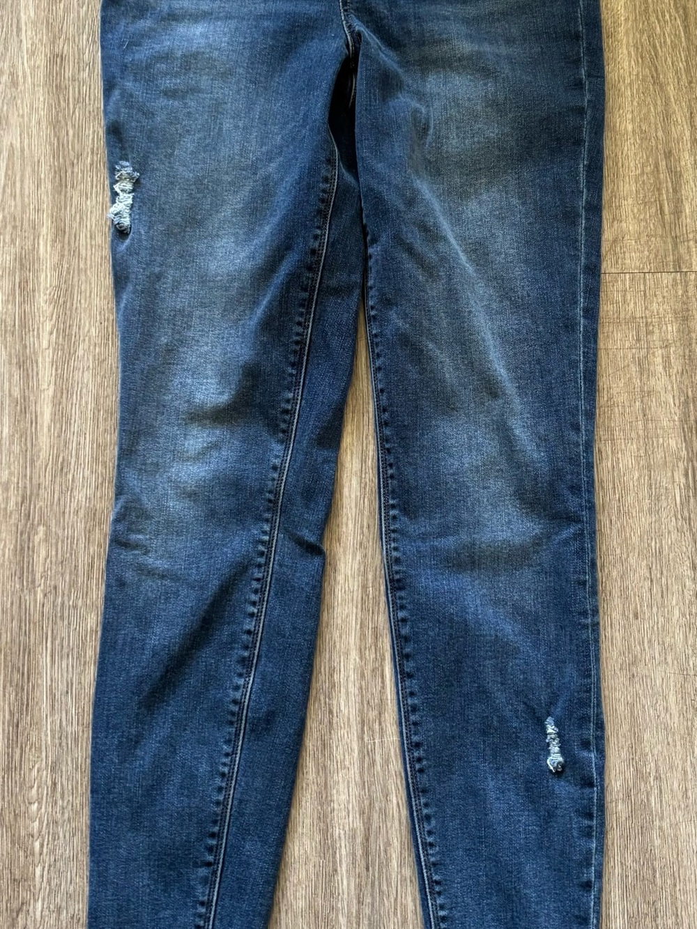 SPANX Blue Skinny Jeans with Light Distressing